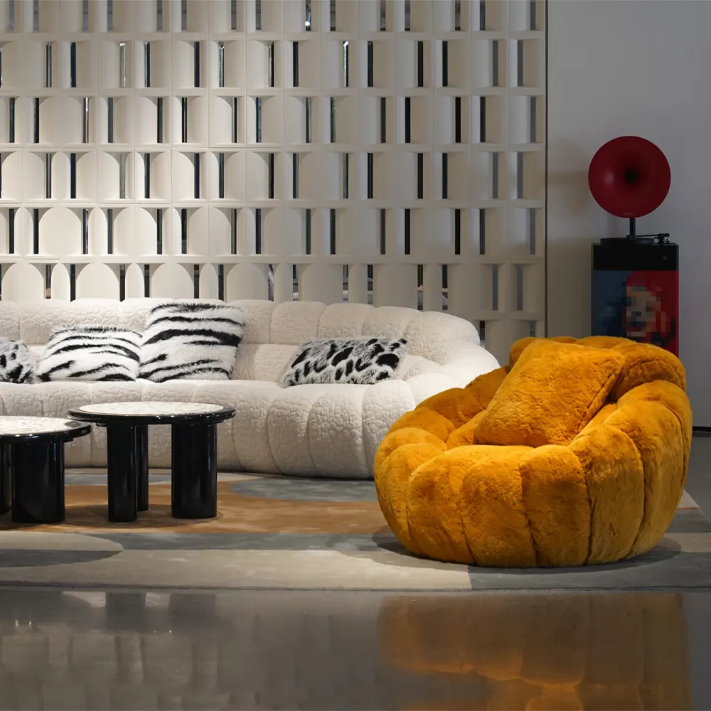 Fabric sectional sofa in living room
