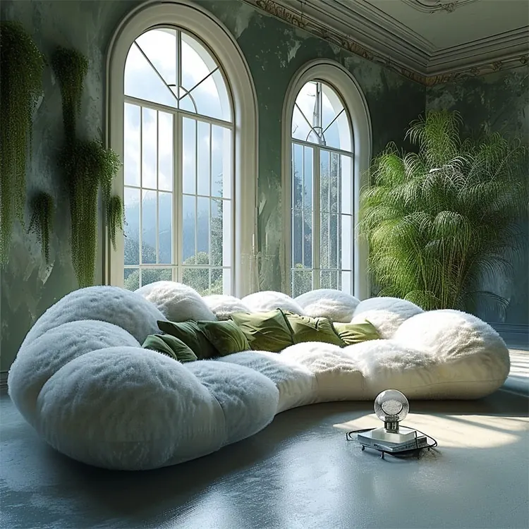 Cloud-like sectional sofa lounge scene